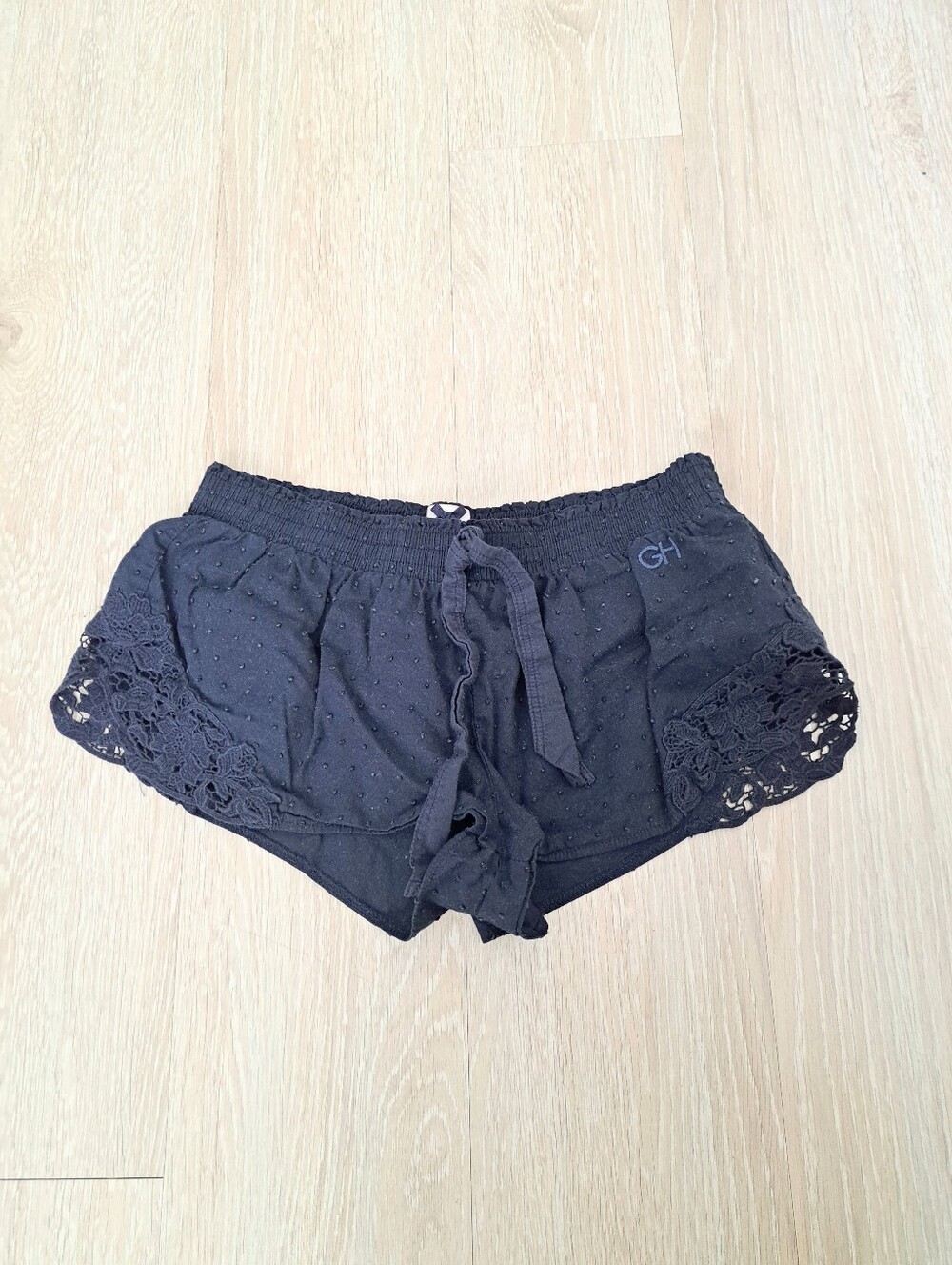 Gilly Hicks Navy Blue Lace-Trim Lounge Sleep Shorts Sz S
